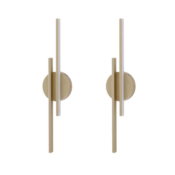 21.5 in. 2-Light Gold Modern Integrated LED Vanity Light Bar for Bathroom(Set of 2）