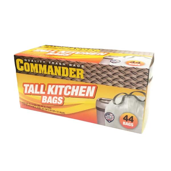 Commander 13 gal. 0.9 Mil White Tall Kitchen Trash Bags Lemon Scented 24 in. x 27 in. Pack of 48 for Home and Kitchen