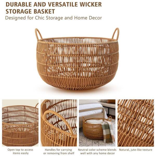 Jeedeson Brown 11.22 in. x 15.94 in. Polypropylene Round Woven
