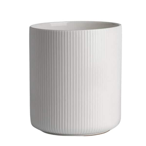 Adrinfly White Ceramic Large Cooking Utensil Holder with Cork Mat Kitchen Decor and Counter