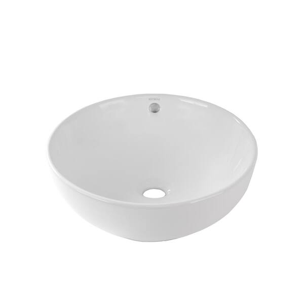 Ronbow Essentials Round Ceramic Vessel Sink in White