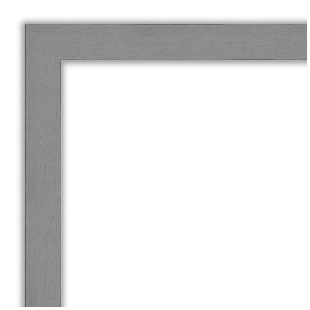 Contemporary Brushed Silver Rectangular Bathroom Vanity Mirror