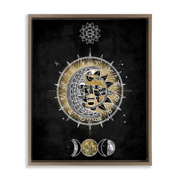 Stupell Industries Lunar and Solar Fractal by Oliver Jeffries Brown Floater Frame Religious Graphic Art Print 21 in. x 17 in.