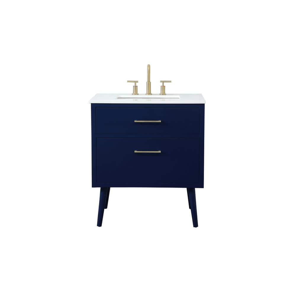 Simply Living 30 in. W x 22 in. D x 33.5 in. H Bath Vanity in Blue with Ivo