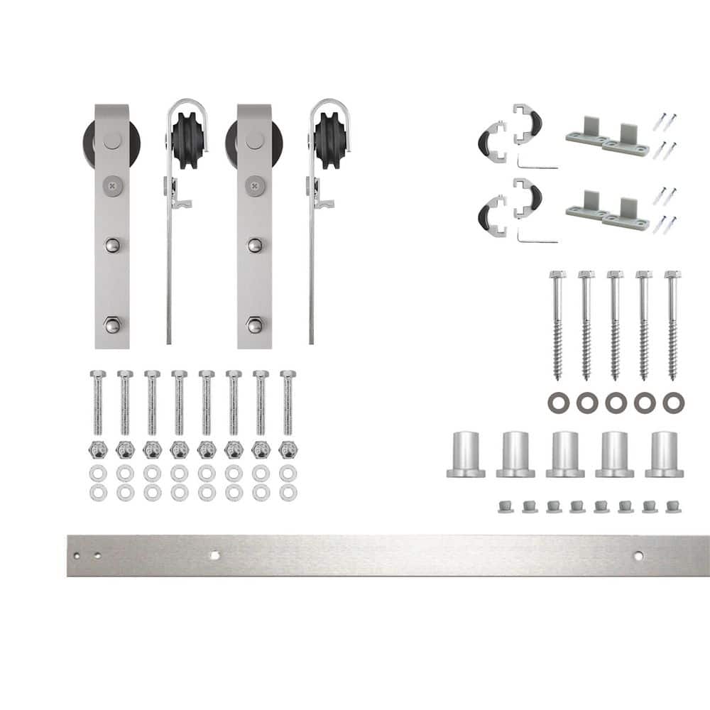 6 ft./72 in. Brushed Nickel Non-Bypass Sliding Barn Door Track and Hardware Kit for Double Doors price history on PriceWatchPro
