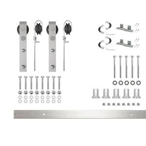 6 ft./72 in. Brushed Nickel Non-Bypass Sliding Barn Door Track and Hardware Kit for Double Doors