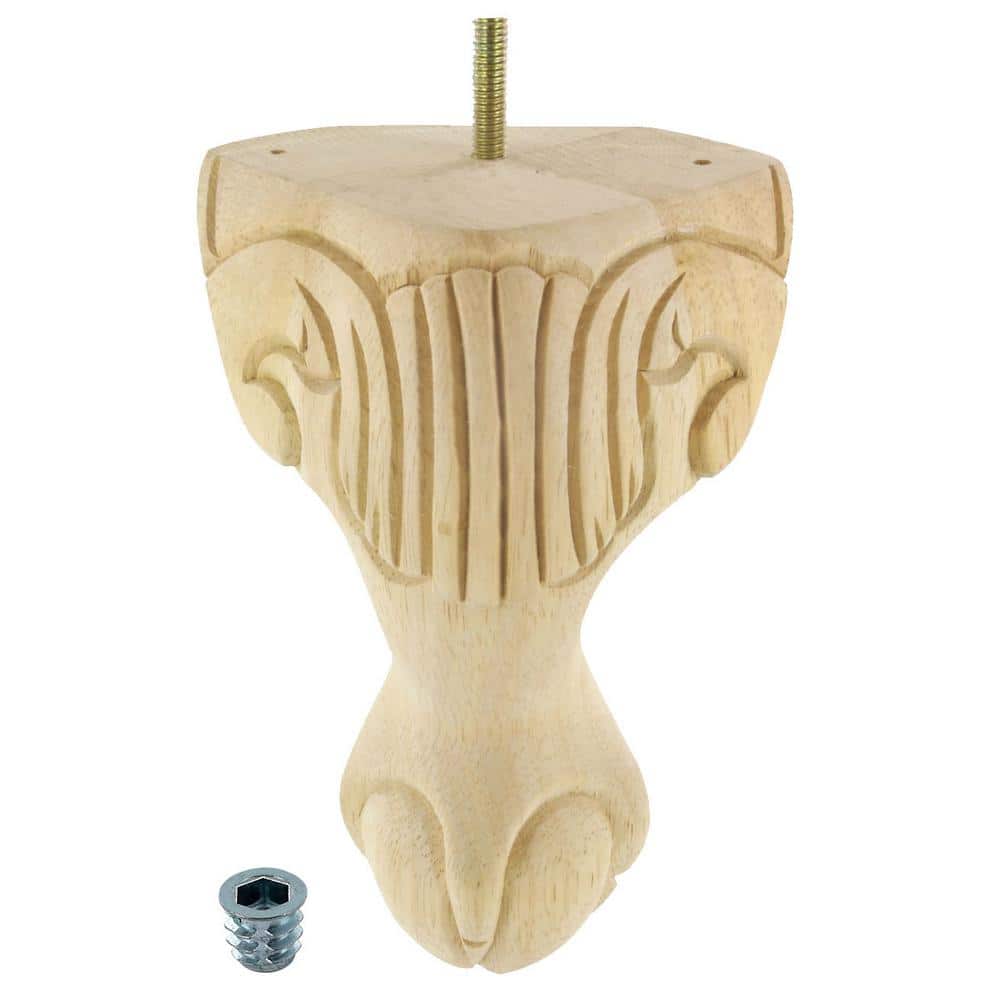 6.5" Unfinished Solid Hardwood Queen Ann Bun Foot Leg