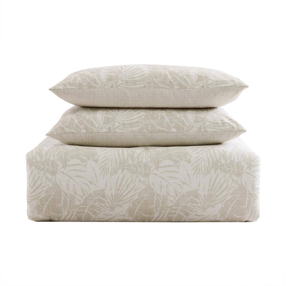 Costa Blanca Beige Cotton King Duvet Cover Set with Matching Shams