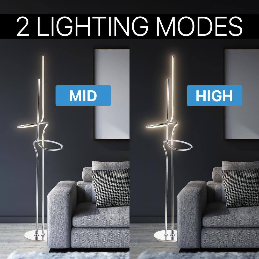 Sketch 64" Silver Adjustable Arc LED Floor Lamp