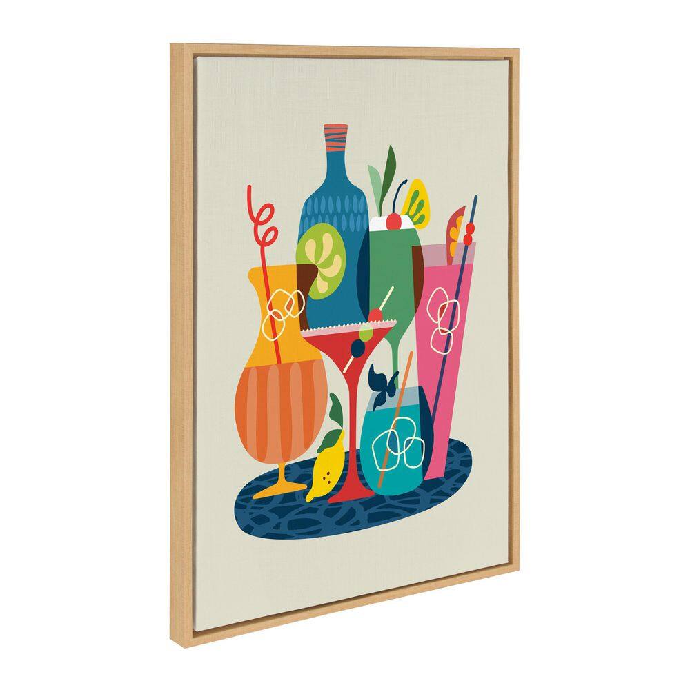 Mid Century Modern Cocktails Framed Canvas Print, 23x33, Natural