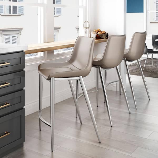 Magnus Gray High Back Metal Counter Height (24-27 in.) Bar Stool