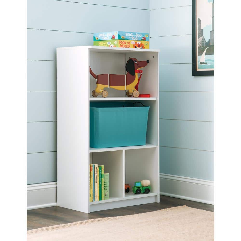 White 3-Tier Kids' Storage Shelf with Cubes