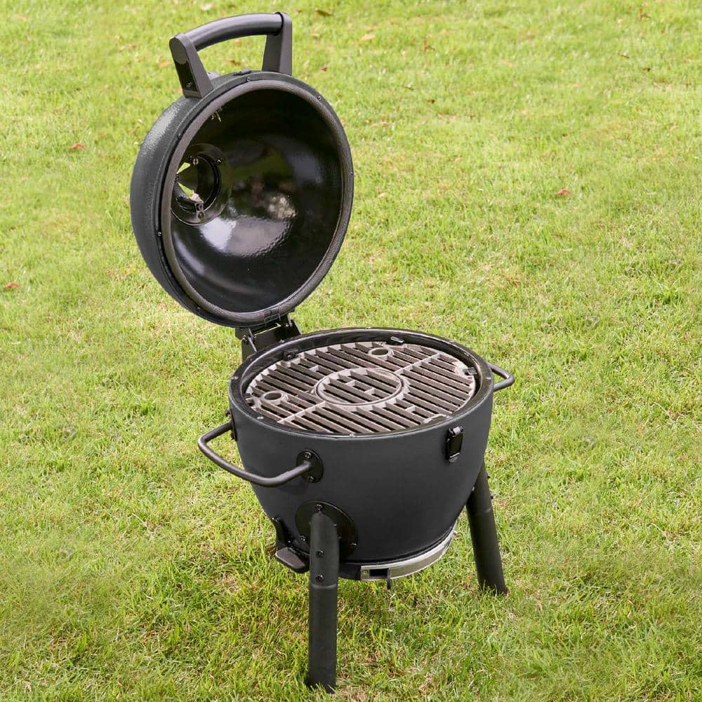 Gray Stainless Steel 14-inch Kamado Charcoal Grill