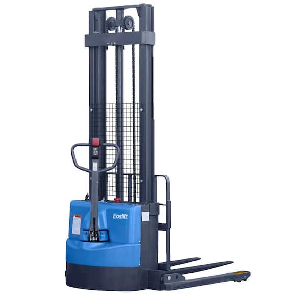 Eoslift 141.7 in. Lift Height 3300 lbs. Capacity Electric Pallet Stacker Adjust Base Legs and Forks