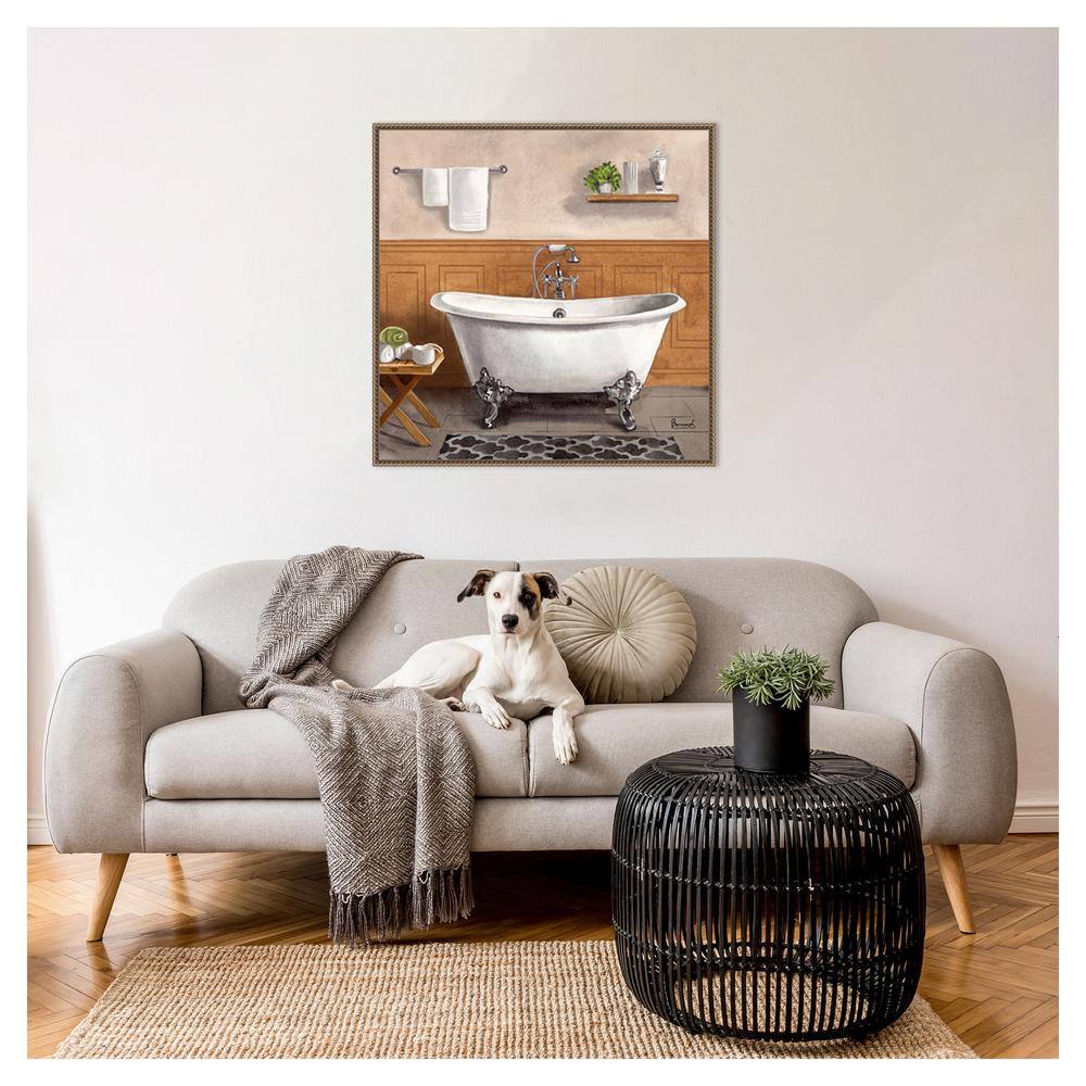 Serene Bath I White Clawfoot Bathtub Canvas Art Print