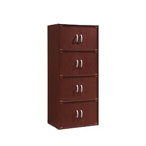 4-Shelf, 54 in. H Mahogany Bookcase with Double Doors