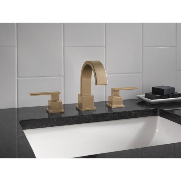 Delta Vero 8 In Widespread 2 Handle Bathroom Faucet With Metal Drain Assembly In Champagne Bronze 3553lf Cz The Home Depot