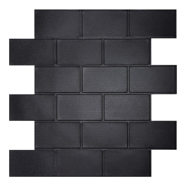 Matte Black 12 in. x 12 in. Vinyl Peel and Stick Backsplash 10-Pack