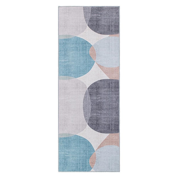 World Rug Gallery Contemporary Geometric Machine Washable 2'6"x10' Multi Runner Rug