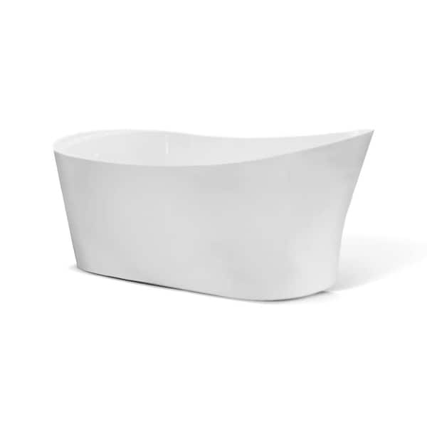 Jade Bath Illinois 67 In Acrylic Flatbottom Seamless One Piece Freestanding Bath Tub In White With Ledge For Deck Mounted Faucet 1904 67 70 The Home Depot