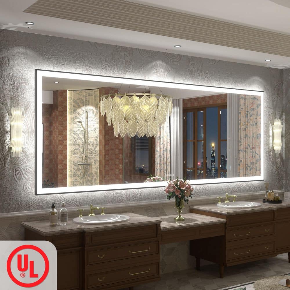 Sharp Mirror Apmir 96 in. W x 36 in. H Rectangular Framed UL Certified Front & Back ...