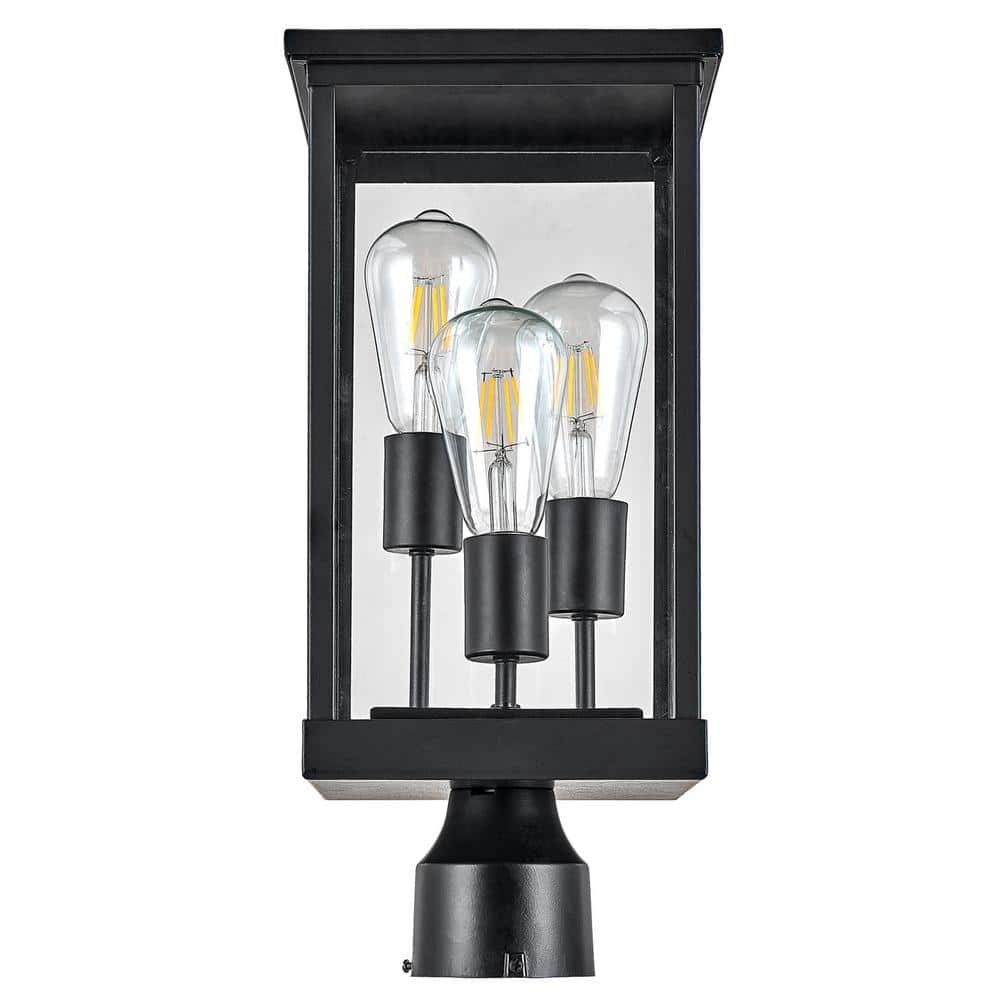 17.75 in. 3-Light Black Aluminum Hardwired Outdoor Weather Resistant Pier M