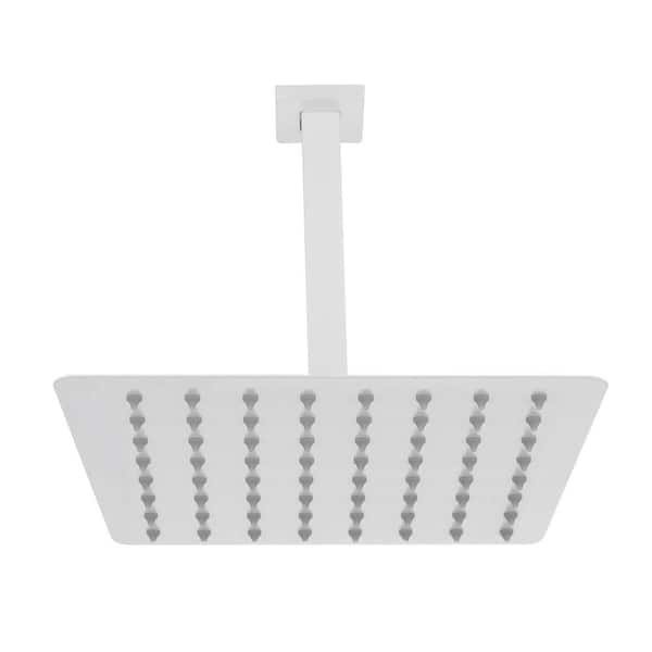 Fapully 1-Spray Patterns 8 in. 2.5 GPM Single Ceiling Mount Rain Fixed Shower Head in White Color