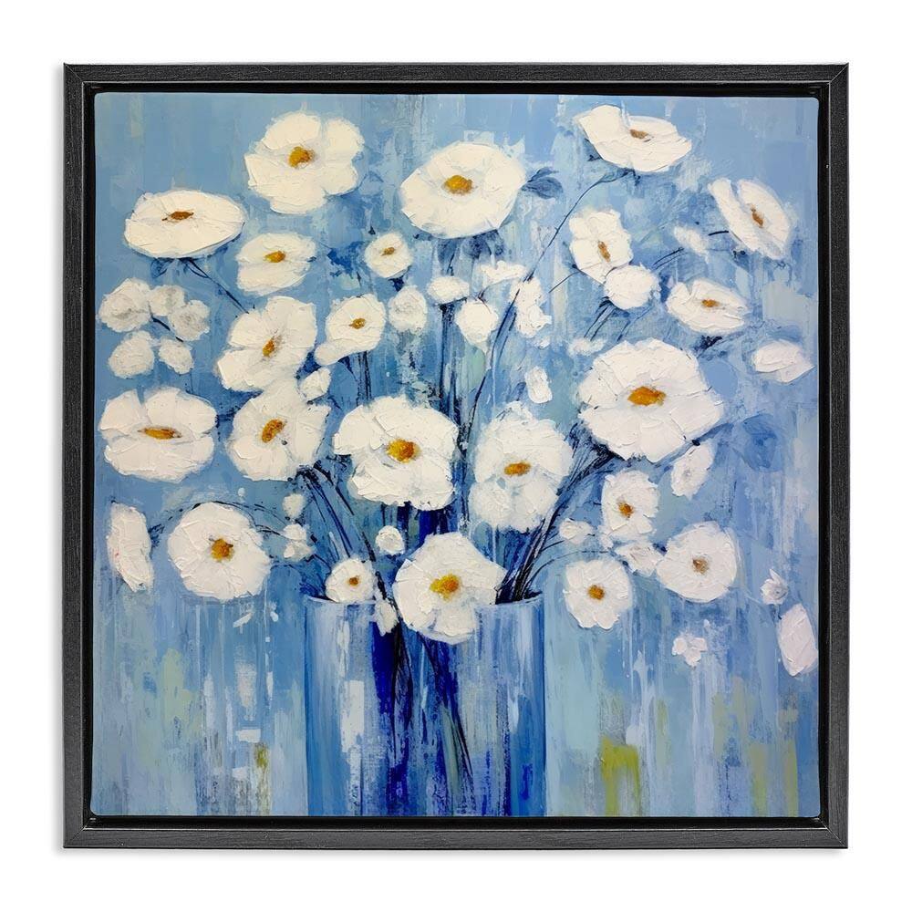 Bold Blooms on Blue by Irena Orlov Black Floater Frame Nature Graphic Art Print 18 in. x 18 in. price history on PriceWatchPro