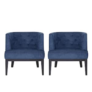 Suncook Navy Blue and Dark Brown Fabric Tufted Accent Chair (Set of 2)