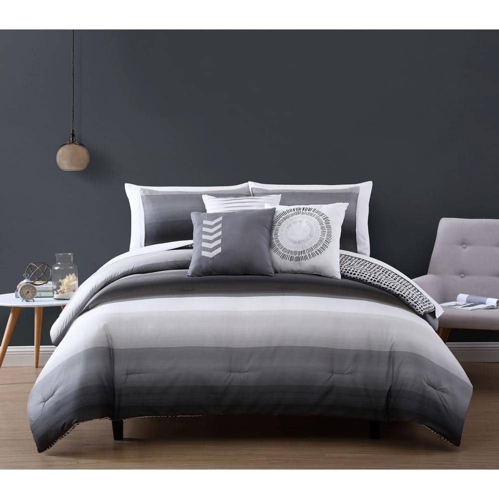 Avondale Manor Cypress 10 Piece Black/Grey King Bed in a Bag Comforter ...