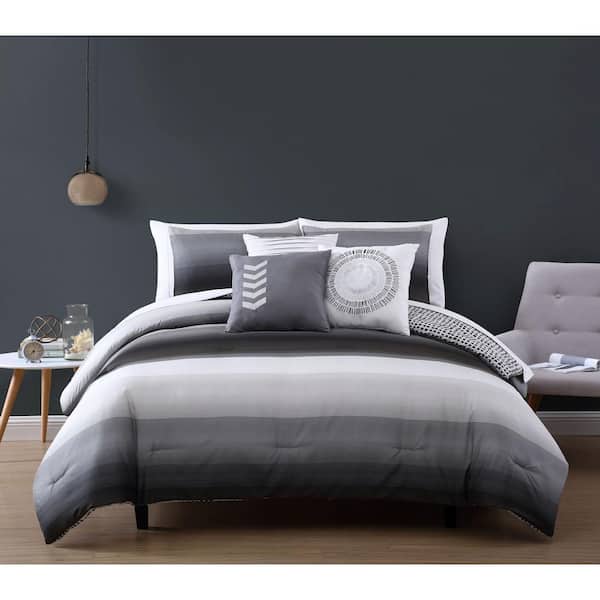Avondale Manor Cypress 10 Piece Black/Grey King Bed in a Bag Comforter Set