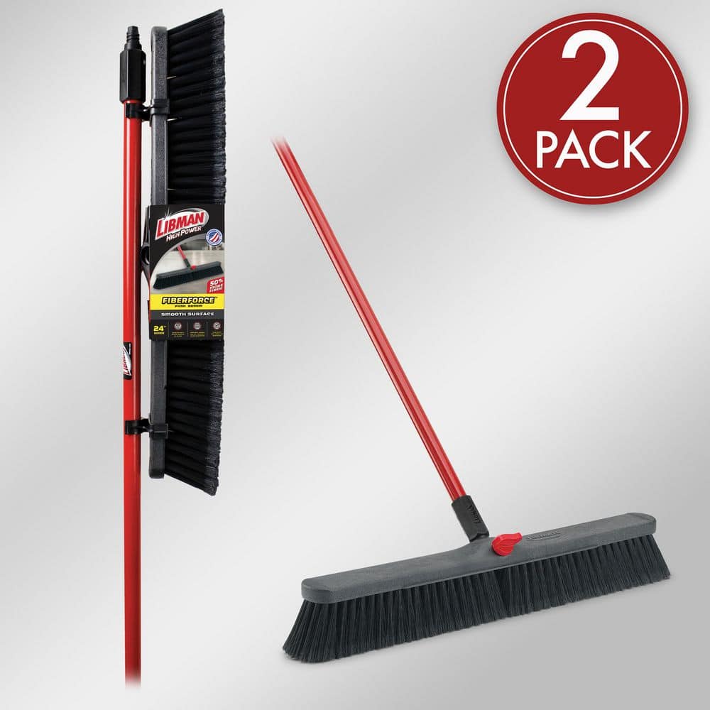 24 in. High Power Smooth Surface Push Broom with 60 in. Steel Handle (2-Pack) price history on PriceWatchPro
