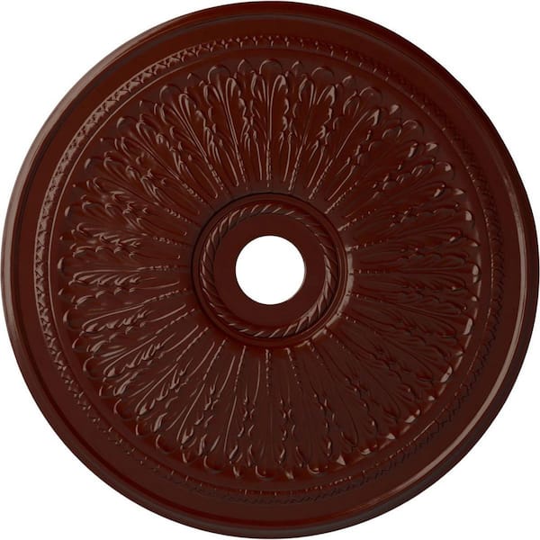 Ekena Millwork 1" x 29-1/8" x 29-1/8" Polyurethane Oakleaf Ceiling Medallion, Brushed Mahogany