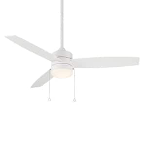 Atlantis 52 in. Integrated LED Indoor and Outdoor 3-Blade Pull Chain Ceiling Fan Matte White with 3000K Light Kit