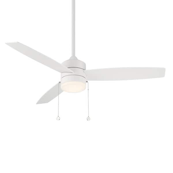 WAC LIMITED Atlantis 52 in. Integrated LED Indoor and Outdoor 3-Blade Pull Chain Ceiling Fan Matte White with 3000K Light Kit