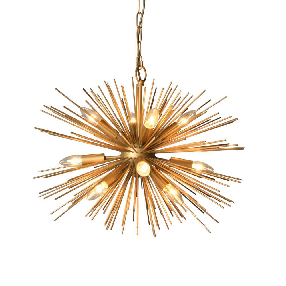 12-Light Gold Sputnik Chandelier with no Bulbs Included