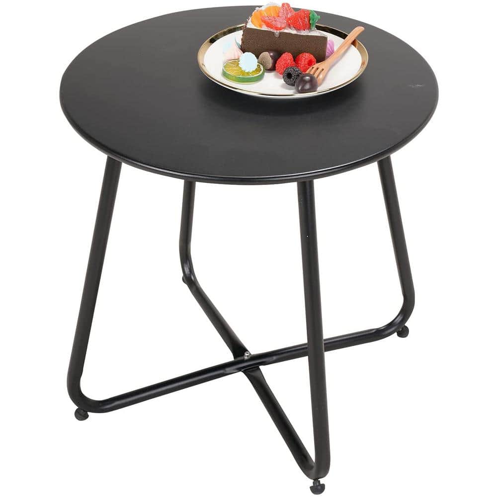 Black Round Metal Outdoor Side Table