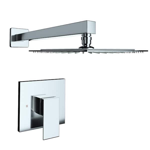 Unbranded Single Handle 1-Spray 10 in. Shower Faucet 1.8 GPM with High Pressure in Polished Chrome(Valve Included)