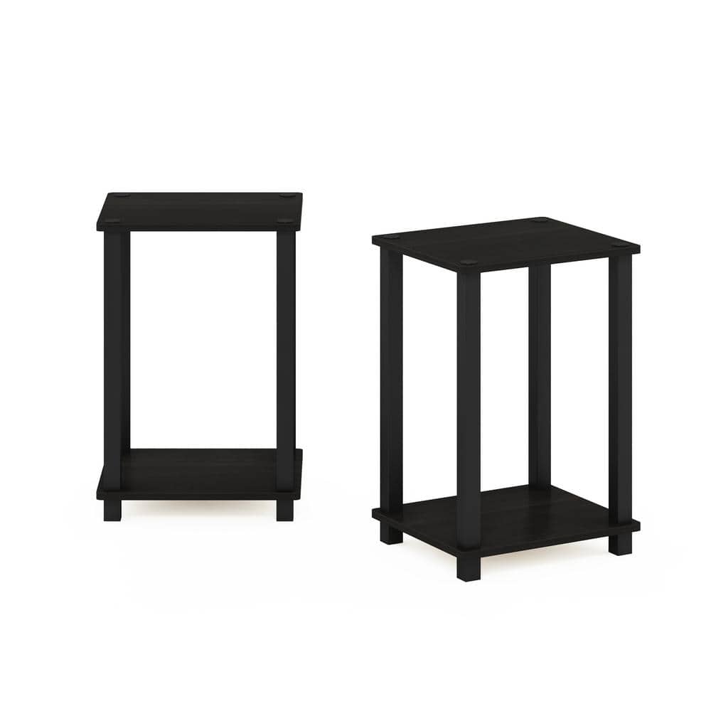 Espresso & Black Simplistic Wooden End Table Set of 2