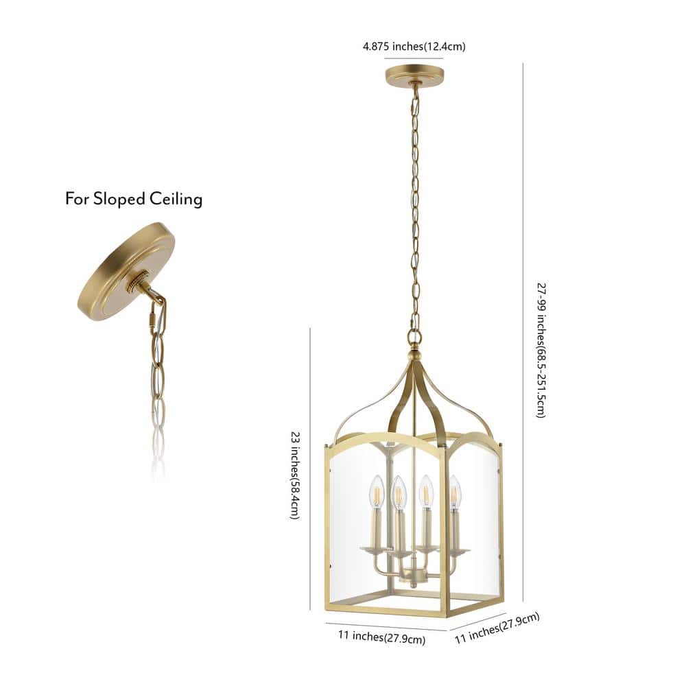 Ruth 11" Antique Gold Metal & Clear Glass LED Pendant Light