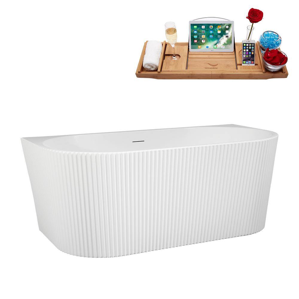 58.5" Glossy White Acrylic Freestanding Double Slipper Tub