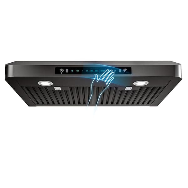30 in. 600 CFM Ducted Under Cabinet Range Hood in Black Stainless 3 Venting Options, Touch and Gesture Control, Remote