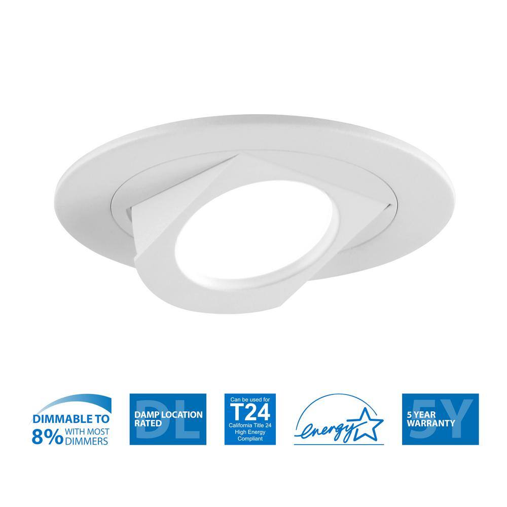 White Aluminum 4'' Dimmable LED Recessed Downlight Kit