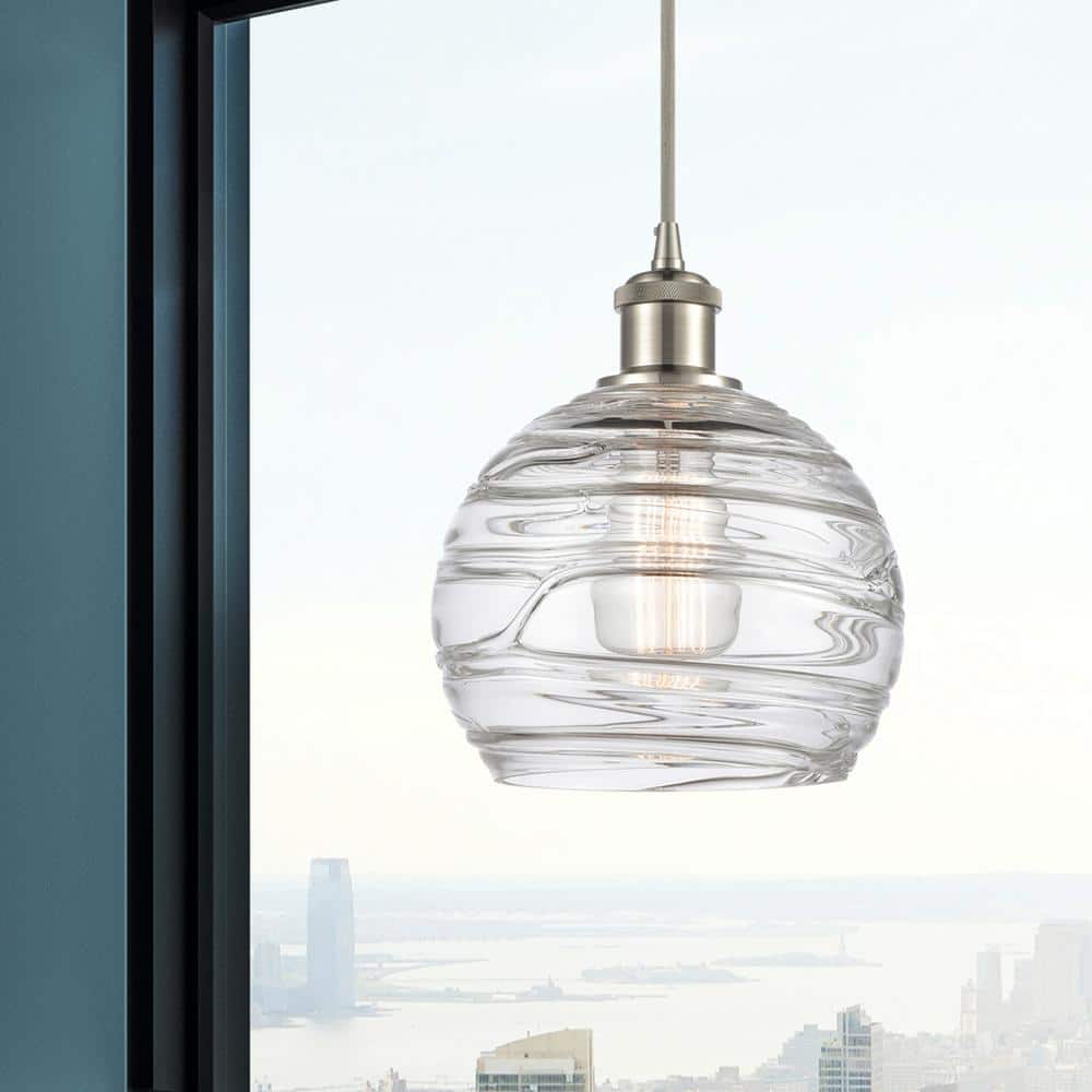 Deco Swirl 10" Brushed Satin Nickel Mini Globe Pendant Light