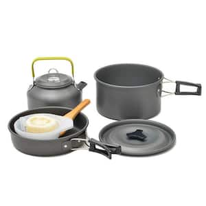  Outdoor Camping Cookware Set with Pot Pan and Kettle