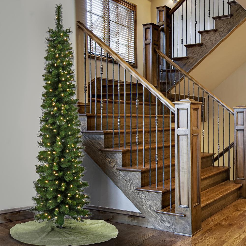 6' Slim Nooksack Fir Artificial Christmas Tree with Warm White LED Lights
