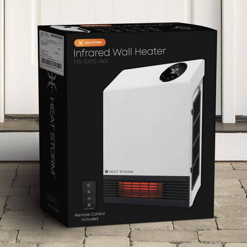 White Infrared Wall-Mounted Heater with Thermostat and Remote