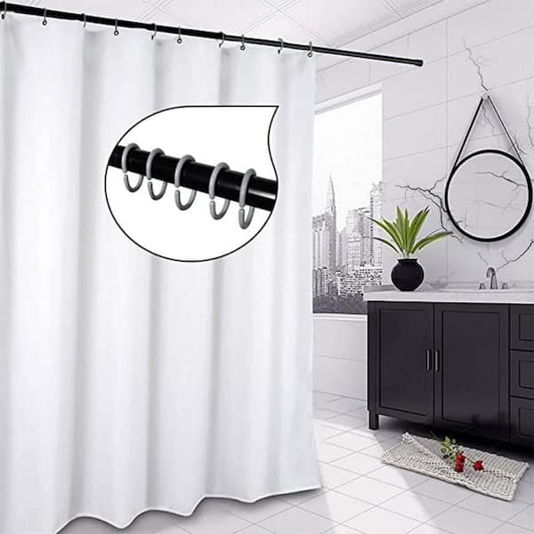 Qulable 24 Pcs Shower Curtain Rings Plastic Shower Curtain Hooks C-Shaped Rings Hook Hanger Bath Drape Loop Clip Glide Bathroom Shower Window Rod