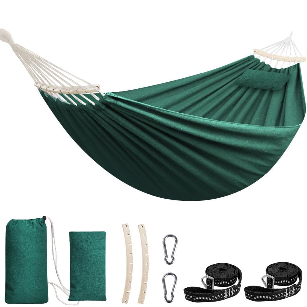 660 lb. Capacity 106 in. x 59 in. Cotton Hammock with Detachable Spreader Bars, Pillow, Dark Green, 9-Piece Set price history on PriceWatchPro