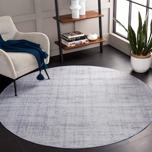 Tacoma Light Gray/Gray 6 ft. x 6 ft. Solid Plaid Round Area Rug